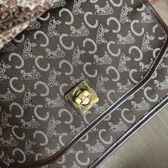 RARE Vintage Celine Carriage Horsebit Gold Logo Turn-lock Shoulder Bag - Picture 3 of 11